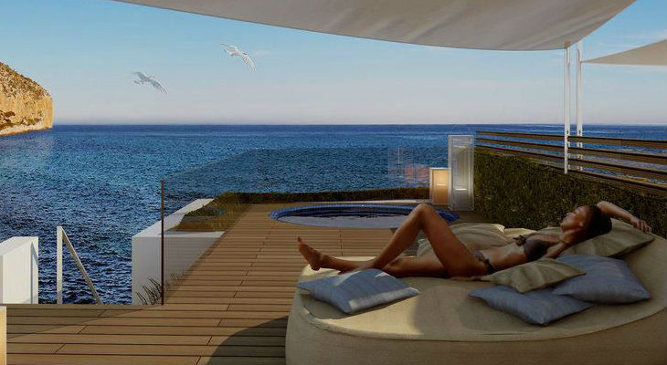 terraza con vistas al mar del hotel