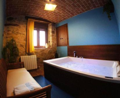 Foto del apartamento de un dormitorio con bañera de hidromasajes privada.