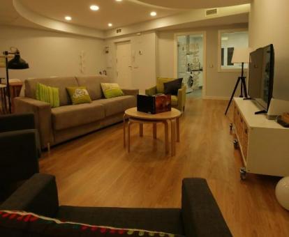 Foto de la sala de estar de este moderno y luminoso apartamento independiente.
