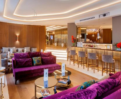 Elegante espacio de uso compartido con zona de bar de este hotel romántico.