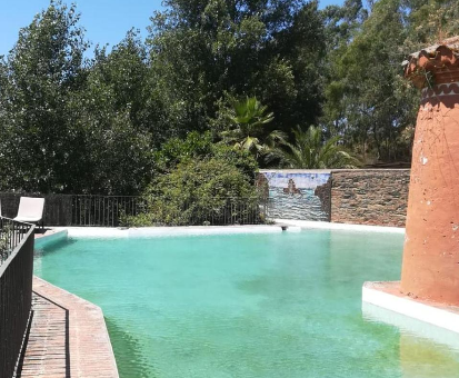 Piscina exterior rodeada por una hermosa vegetación de Cazalla de la Sierra, Casa La Cartuja de Cazalla 