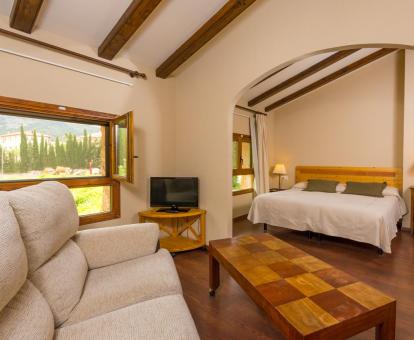 Foto de una de las amplias habitaciones del hotel de estilo tradicional con sala de estar.