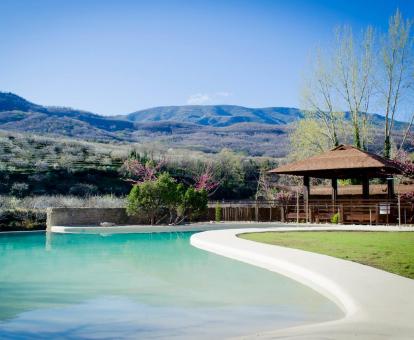 Foto de la piscina de tipo laguna del hotel con hermosas vistas a la naturaleza.