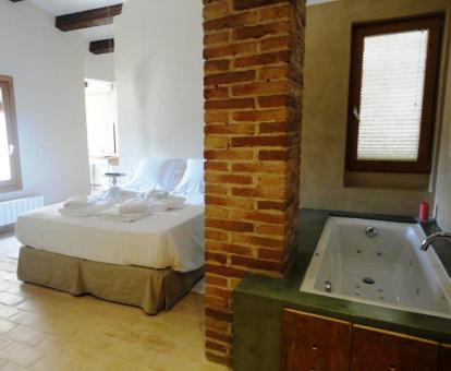 Foto de la Suite con bañera de hidromasajes privada cerca de la cama.