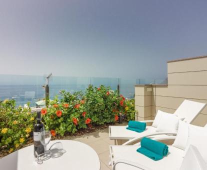 Foto de la terraza del apartamento de 1 dormitorio con vistas al mar.