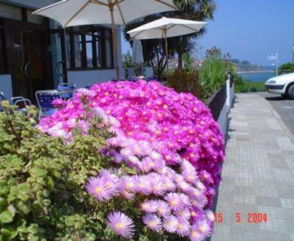 Foto del exterior de este hotel con vistas al mar.