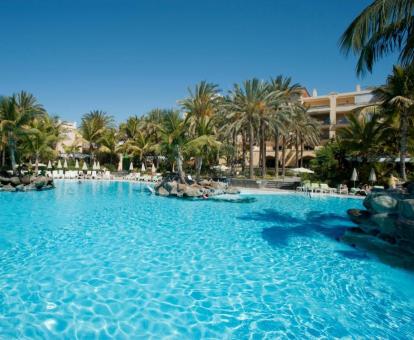 Foto de las piscinas al aire libre disponible todo el año y rodeada de jardines de este hotel.