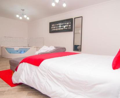 Foto de la Habitación Doble con bañera de hidromasaje cerca de la cama.