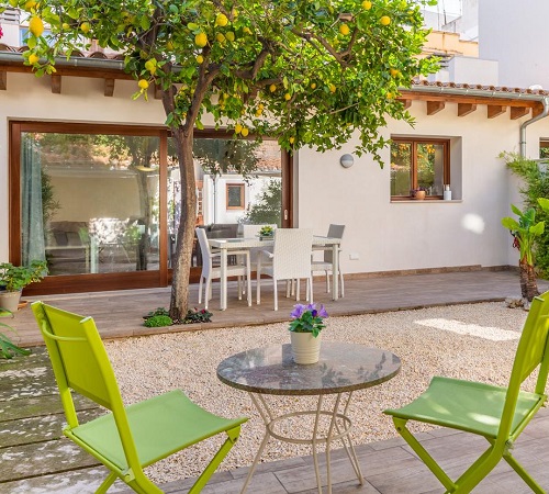 Foto del limonero que se encuentra en el patio amueblado de la casa rural Ses Bessones