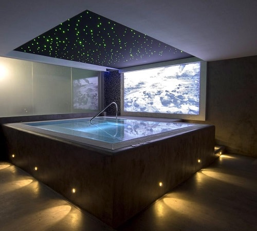 Foto de la piscina de hidroterapia y sauna con techo decorado simulando las estrellas en Hotel & SPA La Posada De Paco Only Adults
