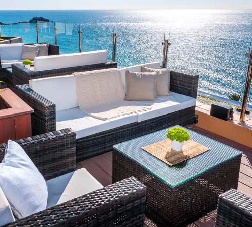 Foto desde la terraza de la suite con terraza del Hotel Helios con vistas al mar de Almuñecar